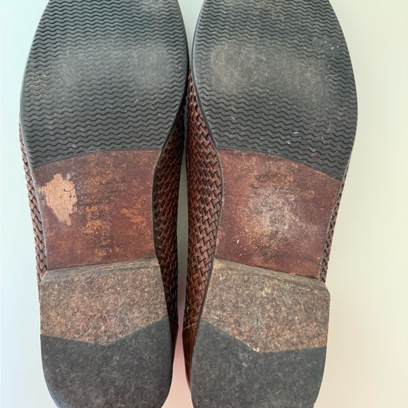 Bragano Mens Leather Woven Slip On Loafers Brown Weave Italy Rubber Sole Sz 9.5 - Picture 3 of 7